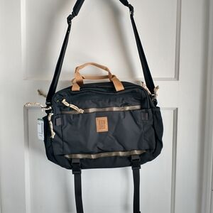 Topo Designs Black and Tan Messenger Bag